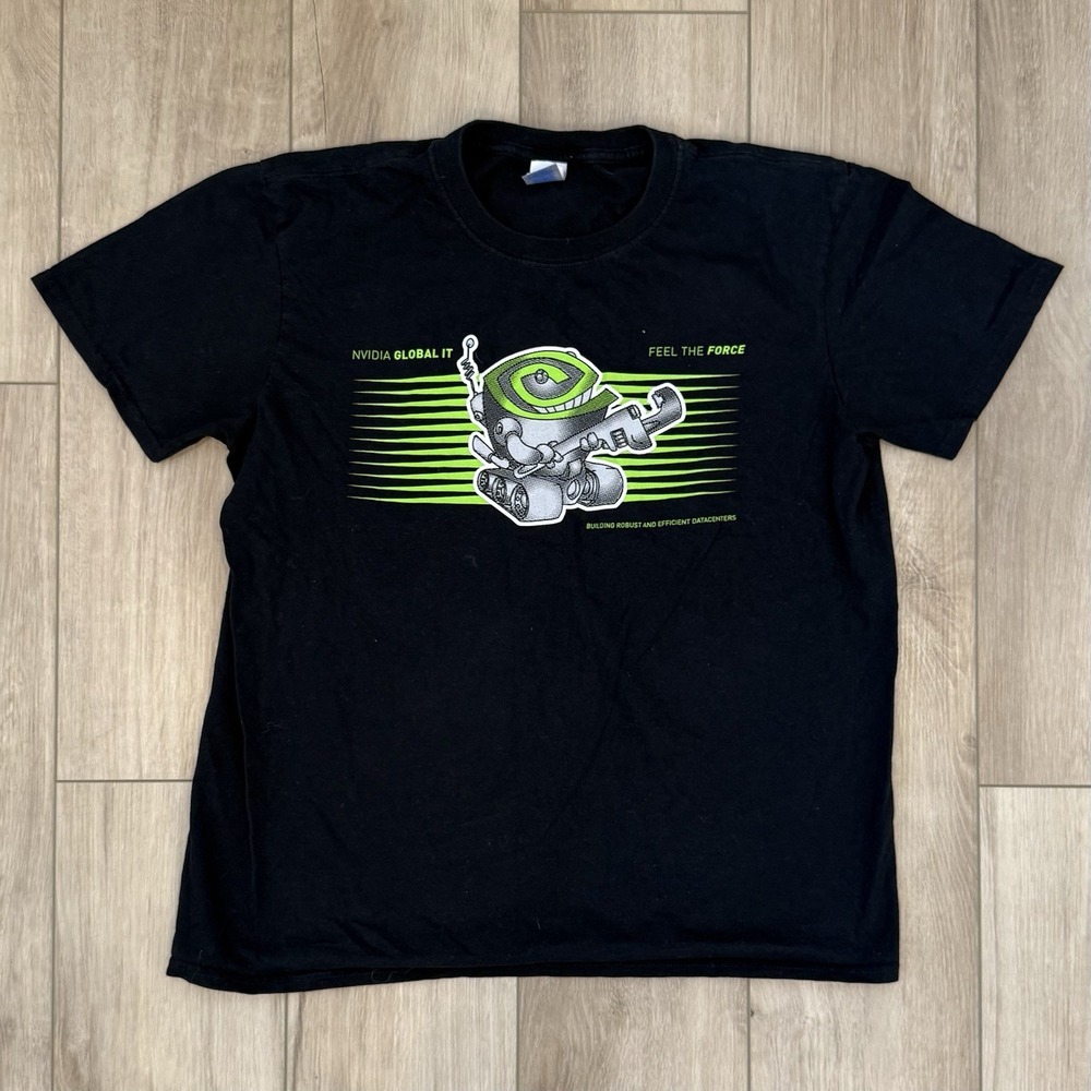 NVIDIA Global IT Robot T-Shirt Adult Size Large Star Wars Parody Technology Tee